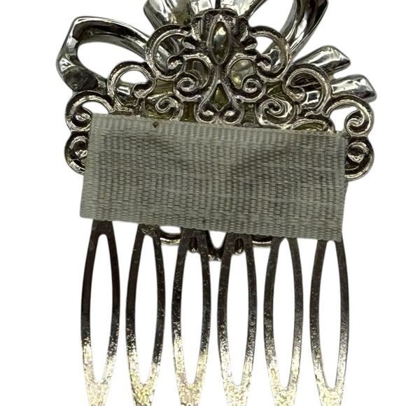 Silver Rhinestone Hair Comb Vintage Jewelry Bridal Wedding Formal Accessory Clip